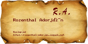 Rozenthal Adorján névjegykártya